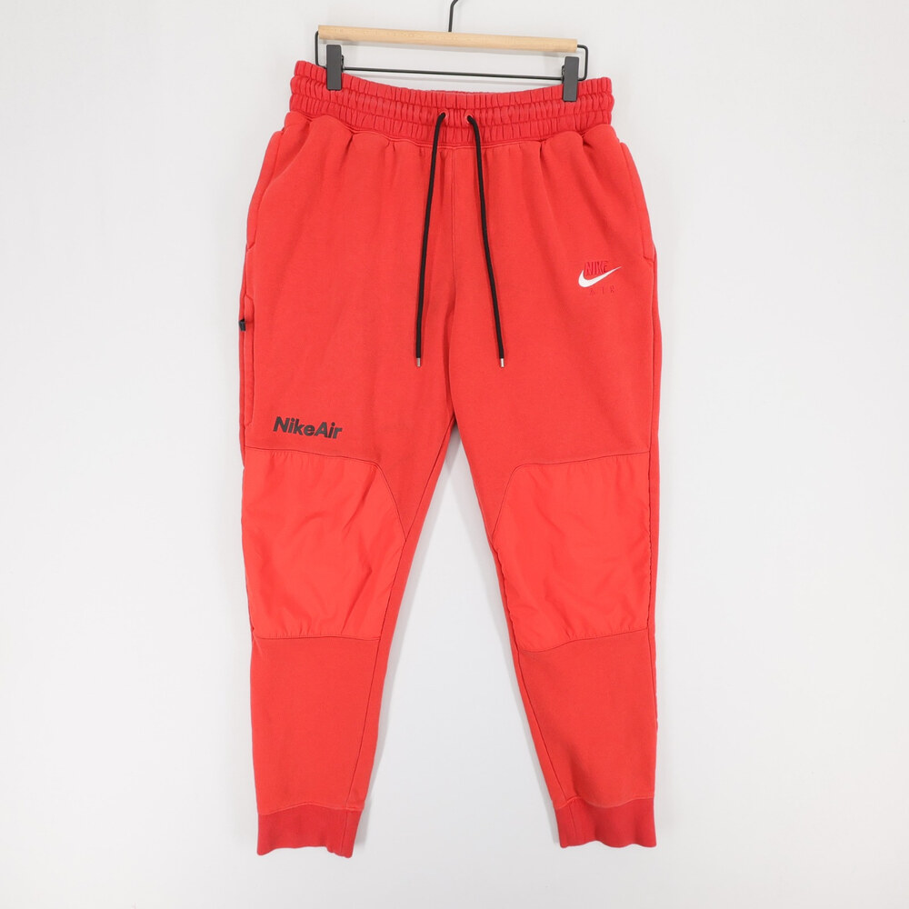 Nike Air Joggers Mens L Red Hybrid Fleece Sweatpants Drawstring Pockets